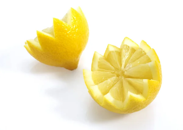 Gelbe Zitrone Zitruslimonum Vor Weißem Hintergrund — Stockfoto