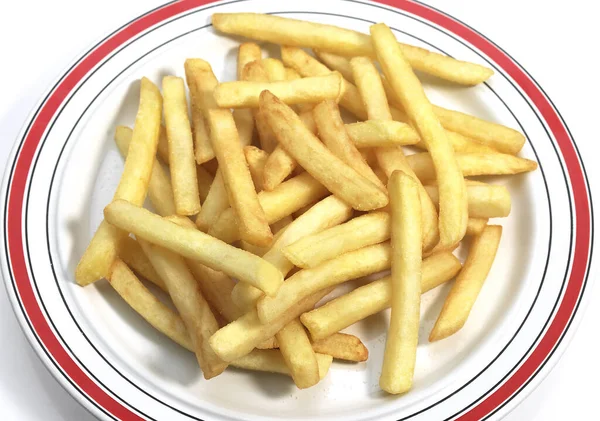 Plate French Fries White Background — стокове фото