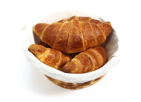 Croissants Cesta Fondo Comida — Foto de Stock