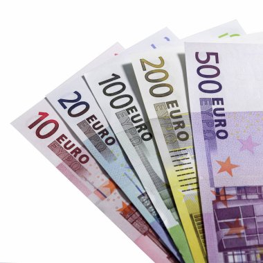 10, 20, 100, 200 ve 500 Euro.  