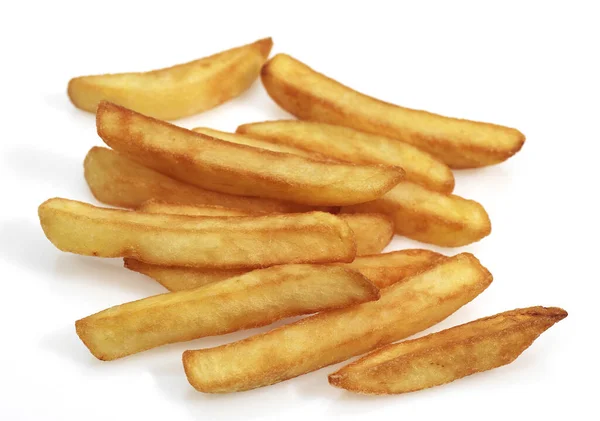 Pommes Frites Mot Vit Bakgrund — Stockfoto