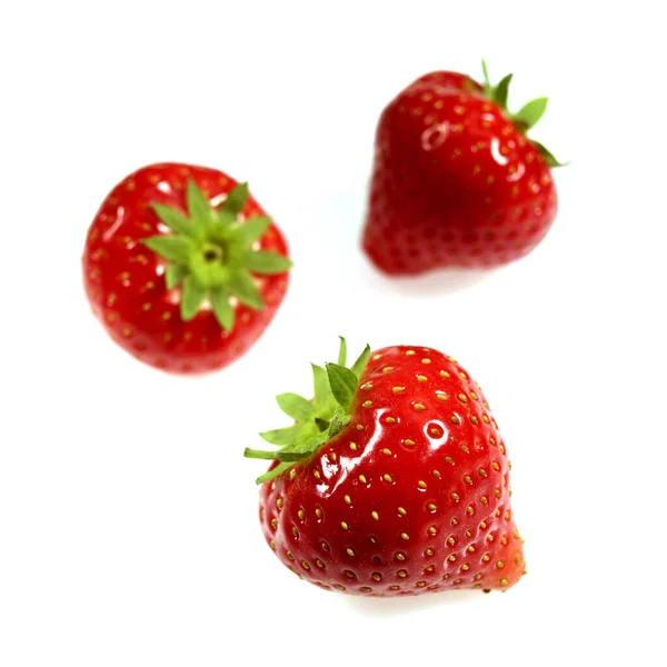 Aardbeien Fragaria Vesca Vruchten Tegen Witte Achtergrond — Stockfoto