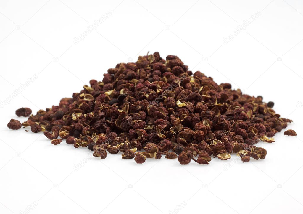 Czechuan or Sichuan Pepper, zanthoxylum simulans against White Background  