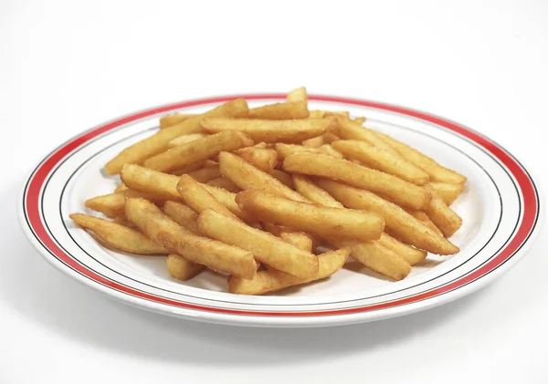 Plate French Fries White Background — Stockfoto