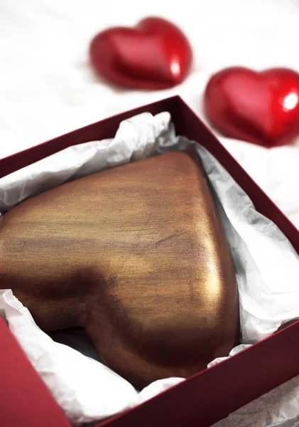 Cuore Cioccolato Regalo San Valentino — Foto Stock