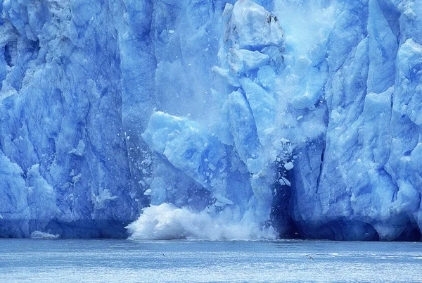 Ghiacciaio Alaska Pezzo Ghiaccio Che Cade Nell Oceano Simbolo Del — Foto Stock