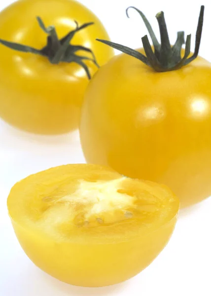 Yellow Tomatoes Solanum Lycopersicum White Background — Zdjęcie stockowe