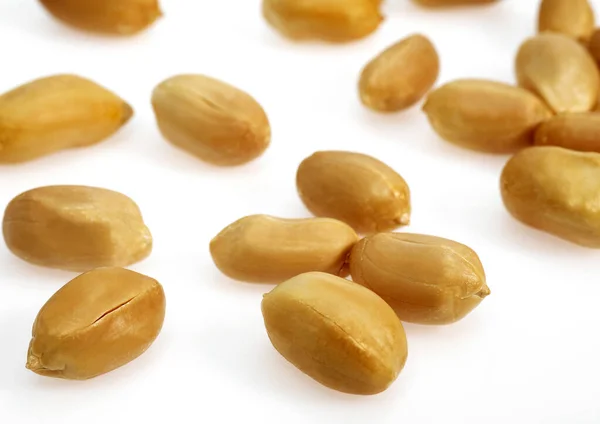Amendoins Arachis Hypogaea Contra Fundo Branco — Fotografia de Stock