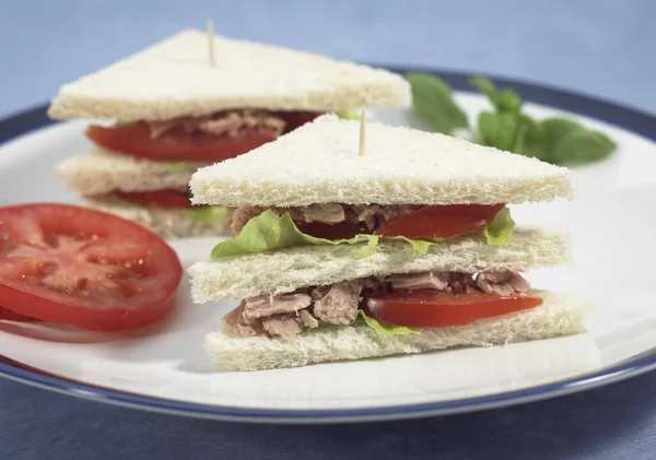 Alimenti Veloci Club Sandwich Con Insalata Pomodoro — Foto Stock