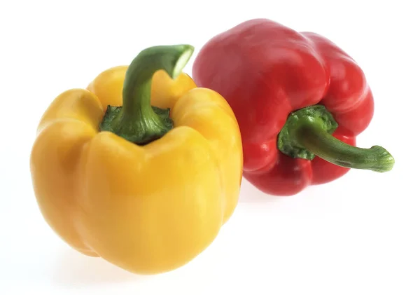 Sweet Red Yellow Pepper Capsicum Annuum White Background — Stock Photo, Image