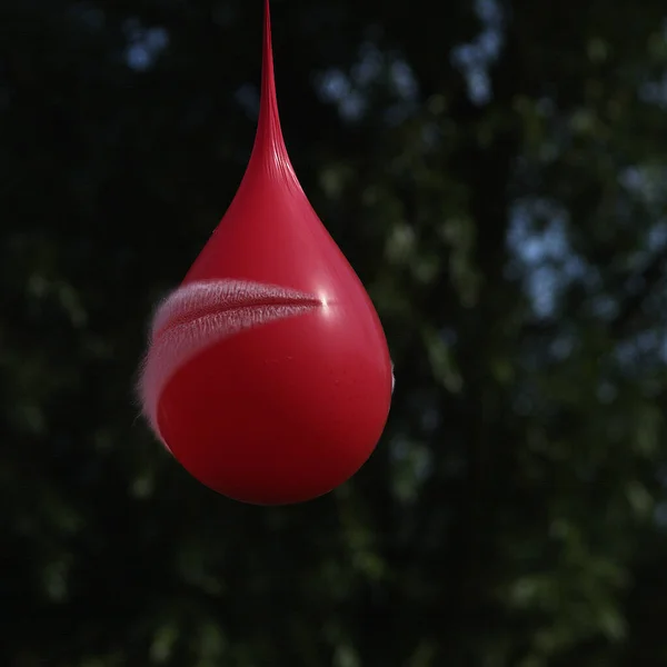 Shot Breaking Water Filled Red Balloon — 图库照片