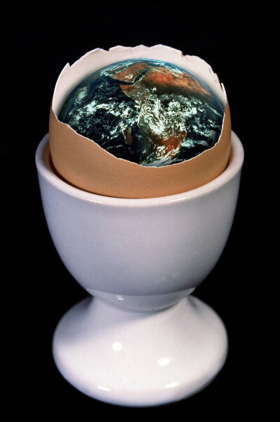 Earth Concept with an Egg Cup, Composite Image  