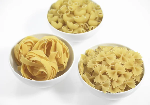 Diferentes Variedades Pasta Conchas Pasta Tagliatelles Pastas Retorcidas — Foto de Stock