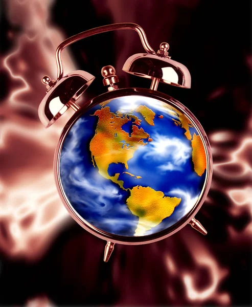 Earth Concept Alarm Clock Composite Image — Stock Photo, Image