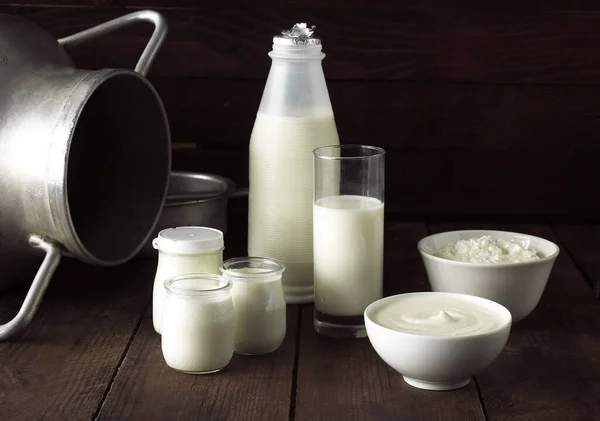 Mejeriprodukter Grädde Mjölk Mjukost Yoghurt — Stockfoto