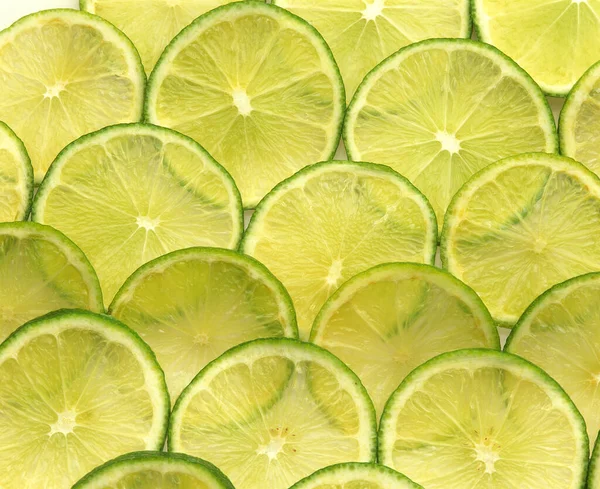 Fatias Limão Verde Citrus Aurantifolia — Fotografia de Stock