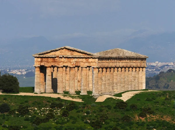 Templo Dórico Grego Antigo Segesta Sítio Arqueológico Sicília Itália — Fotografia de Stock