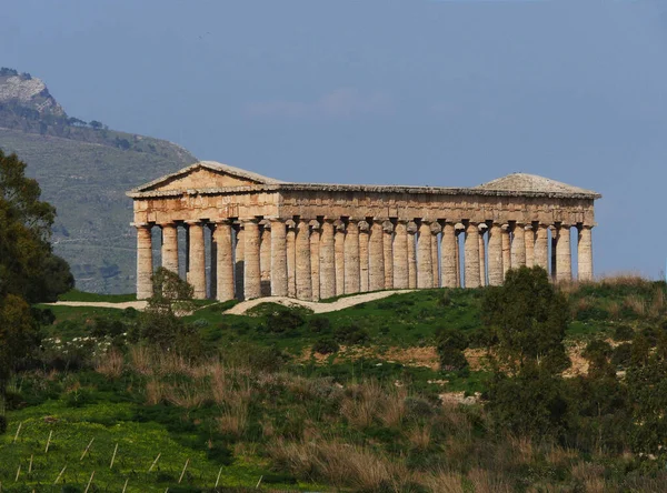 Templo Dórico Grego Antigo Segesta Sítio Arqueológico Sicília Itália — Fotografia de Stock