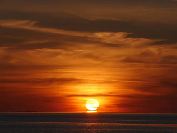 Tramonto Sul Mare Vicino Marsala Sicilia — Foto Stock