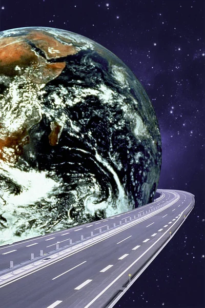 Multimedia Business Erde Und Autobahn — Stockfoto