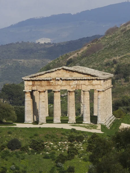 Ancient Greek Doric Temple Segesta Archeologické Naleziště Sicílie Itálie — Stock fotografie