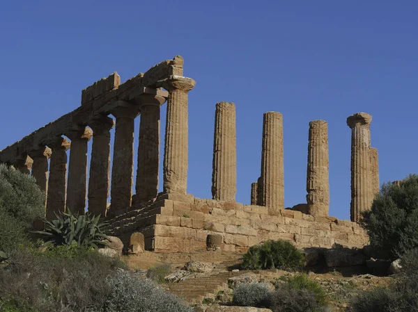 Řecký Chrám Juno Laciny Vallee Templi Agrigento Sicílie Itálie — Stock fotografie