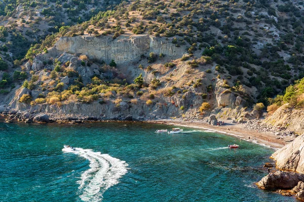 Sudak October 2019 Tsarskiy Beach Noviy Svet Tourist Attraction Crimea — Stock Photo, Image