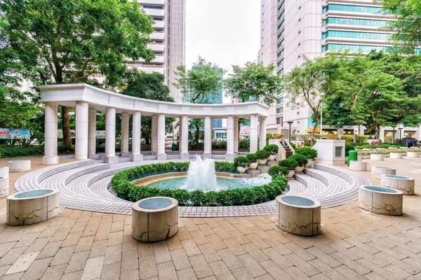 Hong Kong Chine Janvier 2016 Place Fontaine Aménagée Sur Place — Photo