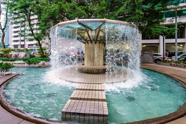 Hong Kong Chine Janvier 2016 Fontaine Cascade Sur Fountain Plaza — Photo