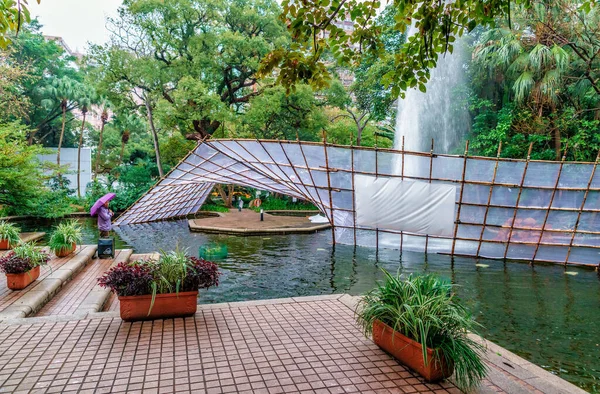 Hong Kong Chine Janvier 2016 Fontaine Avec Protection Contre Les — Photo