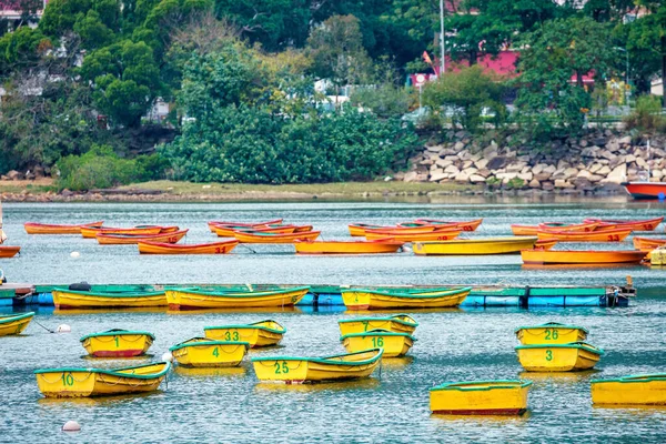 Hong Kong China Janeiro 2016 Muitos Barcos Pesca Vazios Ancorados — Fotografia de Stock