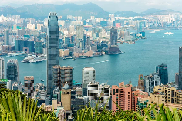 Hongkong Kína 2016 Január Victoria Harbour Veiwed Victoria Peak Hong — Stock Fotó