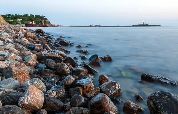 Paisaje Escénico Atardecer Costa Rocosa Del Mar Negro Por Bolshoy —  Fotos de Stock