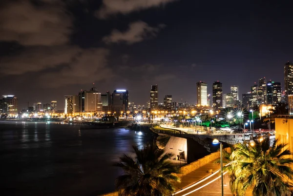 Night View Tel Aviv Jaffa Israe — стокове фото