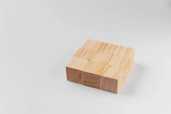 Gruppe Von Holz Auf Weißem Hintergrund Einem Quadrat Ausgelegt — Stockfoto