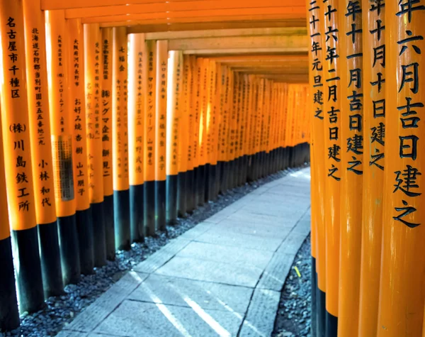 Puertas torii en Fushimi Inari Shrine, Kyoto, Japón — Foto de Stock