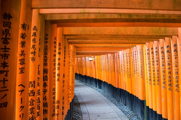 Πύλες Torii στο Fushimi Inari Shrine, Κιότο, Ιαπωνία — Φωτογραφία Αρχείου