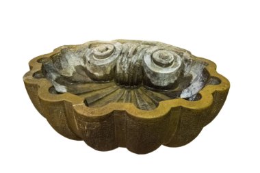 Kutsal su stoup beyaz izole taş oyma. 