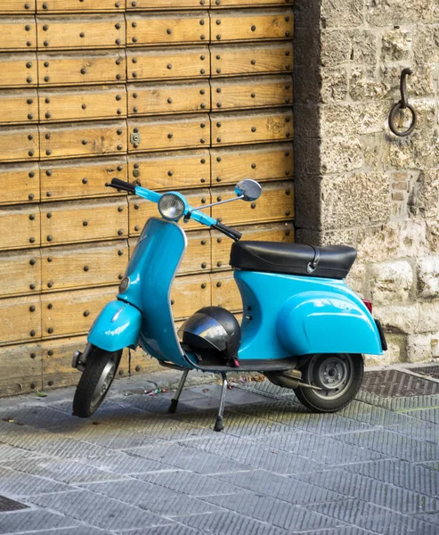 Italian style light blue motorcycle