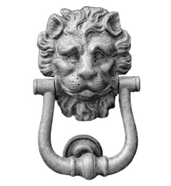  Beyaz arka plan üzerinde izole aslan baş tokmağı