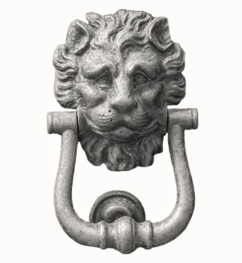  Beyaz arka plan üzerinde izole aslan baş tokmağı