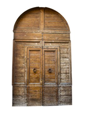  İtalyan mimarisi ayrıntı. Eski ortaçağ tarzı ön kapı Floransa