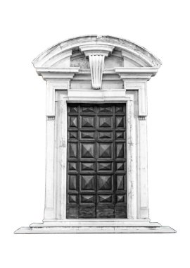  İtalyan mimarisi ayrıntı. Eski ortaçağ tarzı ön kapı Floransa