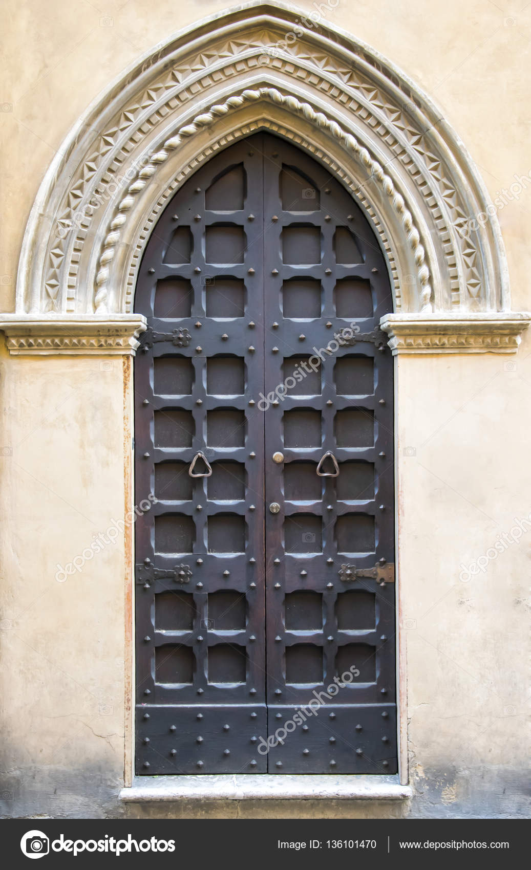 Italian Architecture Detail Old Meval Style Front Door Stock Italian Architecture Detail Old Meval Style Front Door Stock Photo