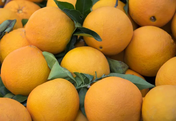 Färska apelsiner bakgrund, färsk frukt. — Stockfoto