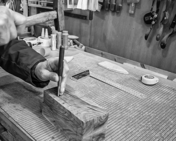 Carpenter workplace- Manuals works on wood. — Stock Photo, Image