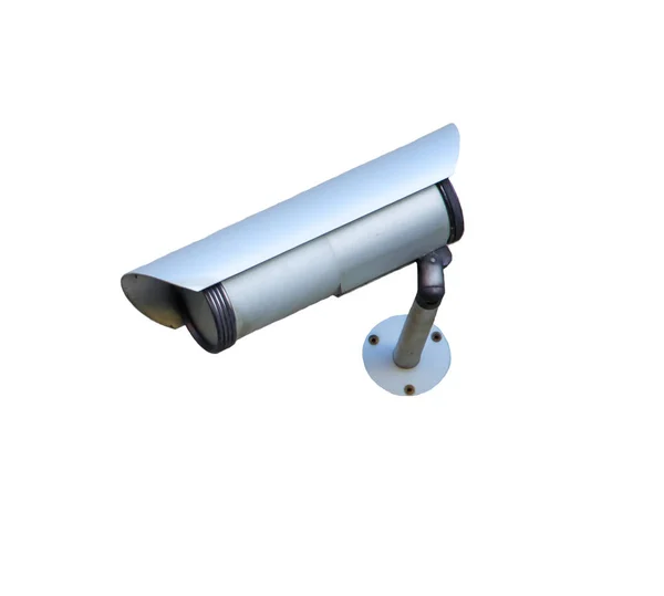 Telecamera di sorveglianza CCTV isolata su sfondo bianco . — Foto Stock