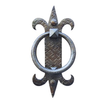  Eski bir İtalyan kapı, beyaz arka plan üzerinde izole ayrıntılarını.