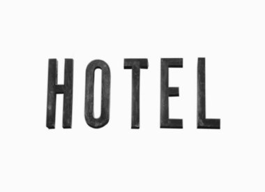  Hotel Sign duvar arka plan üzerinde. Tatil kavramı.