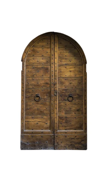 La puerta de entrada de madera en una antigua casa italiana . —  Fotos de Stock